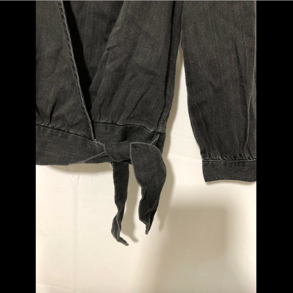 NWT $78 Madewell Denim Wrap Top Blouse Black SZ XS - Picture 6 of 8